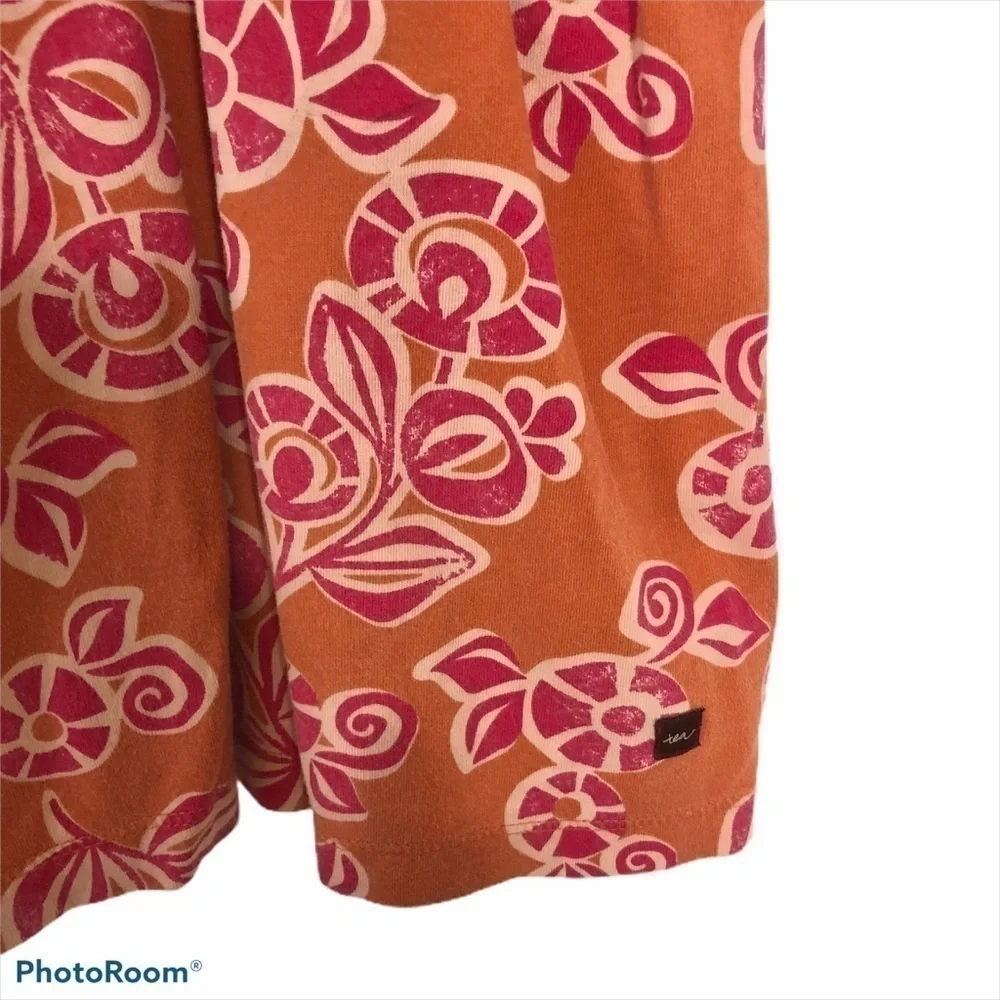 Tea Collection Orange Floral Print Dress Sz 4 Girl